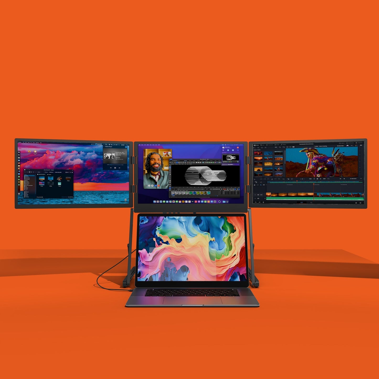 Everline™ Horizon: Portable Triple-Screen Monitor (15.5" Full HD)