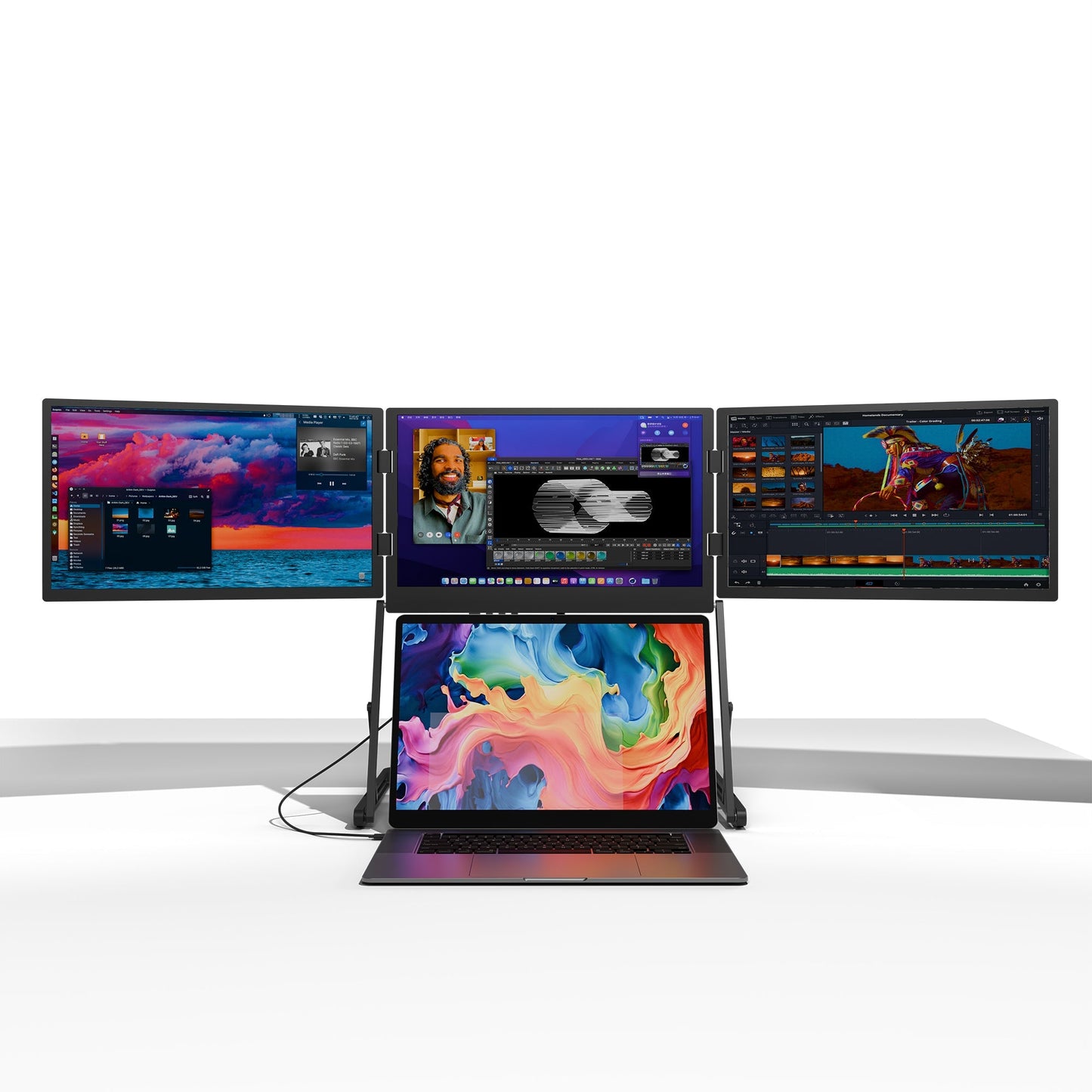 Everline™ Horizon: Portable Triple-Screen Monitor (15.5" Full HD)