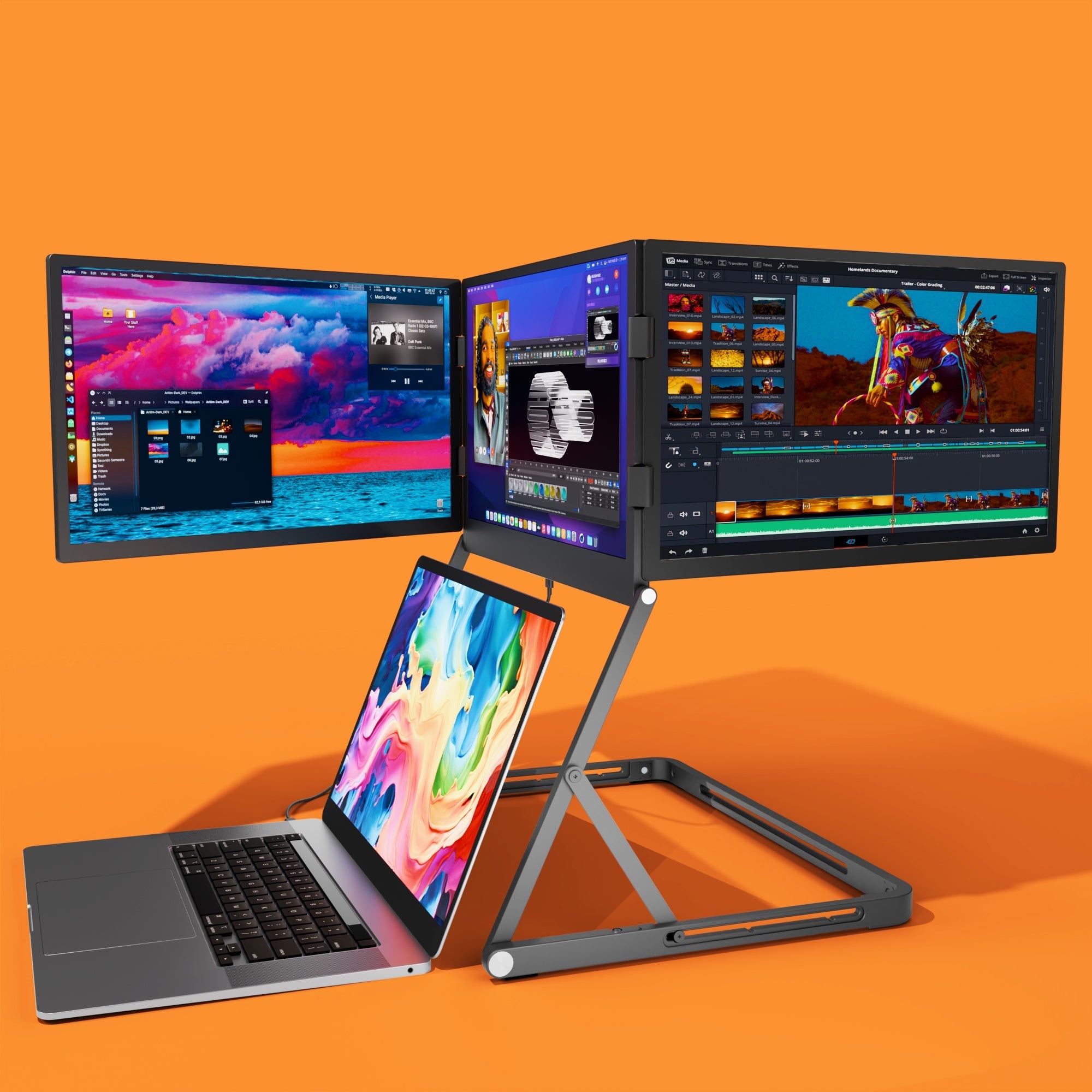 Everline™ Horizon: Portable Triple-Screen Monitor (15.5" Full HD)